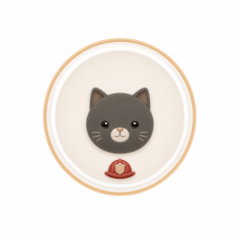 Firefighter cat medallion